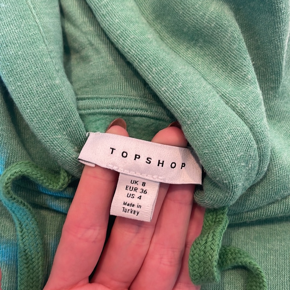 Topshop | Cropped Hoodie | Kelly Green | Size 4 View 2